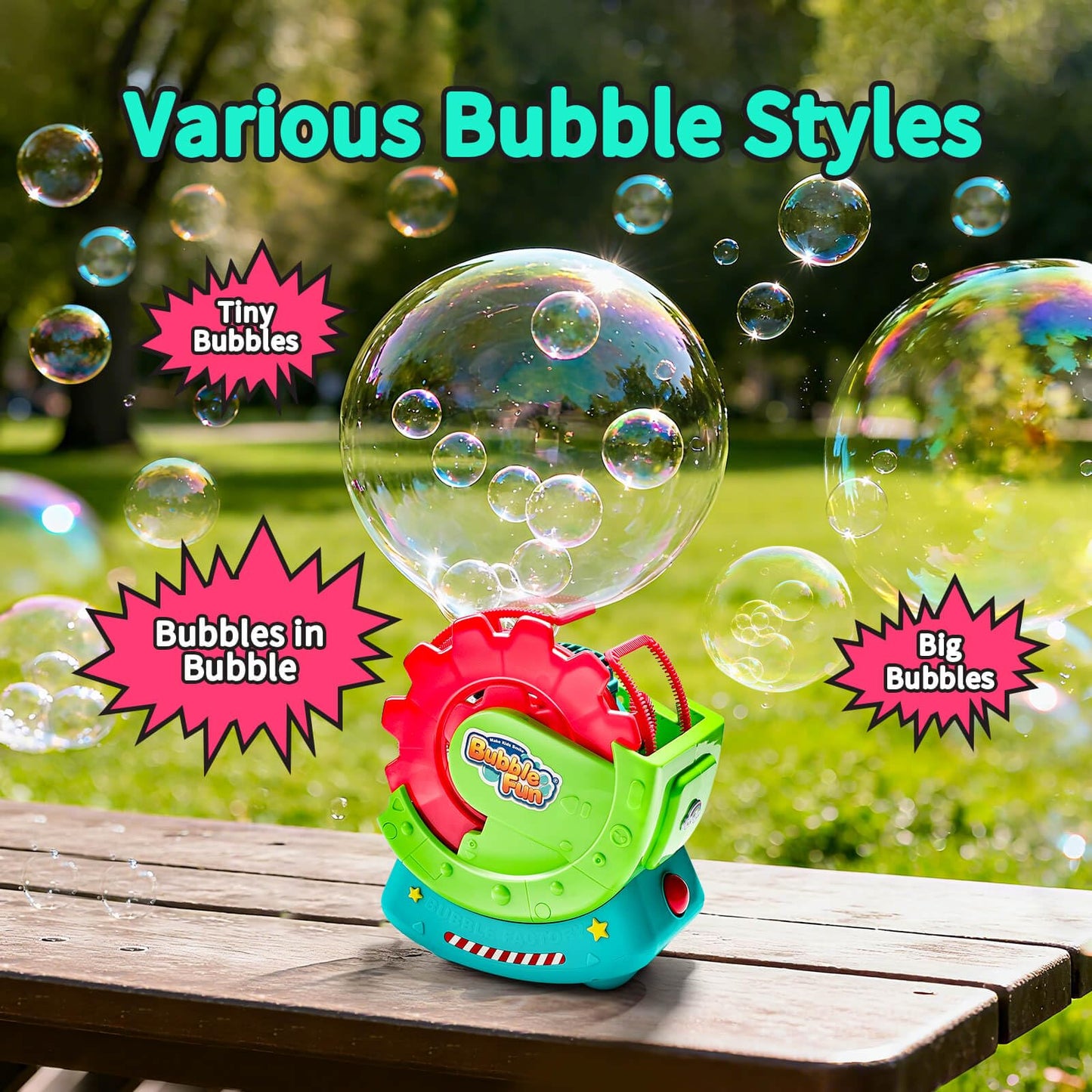 Bubble Machine for Toddlers Kids & Pets, with 8oz Safe Solution, Extra Large & Bubbles in Bubble Maker, Children & Pets Dog Toys Gift, Indoor/Outdoor Birthday Wedding Party Bubble Blower
