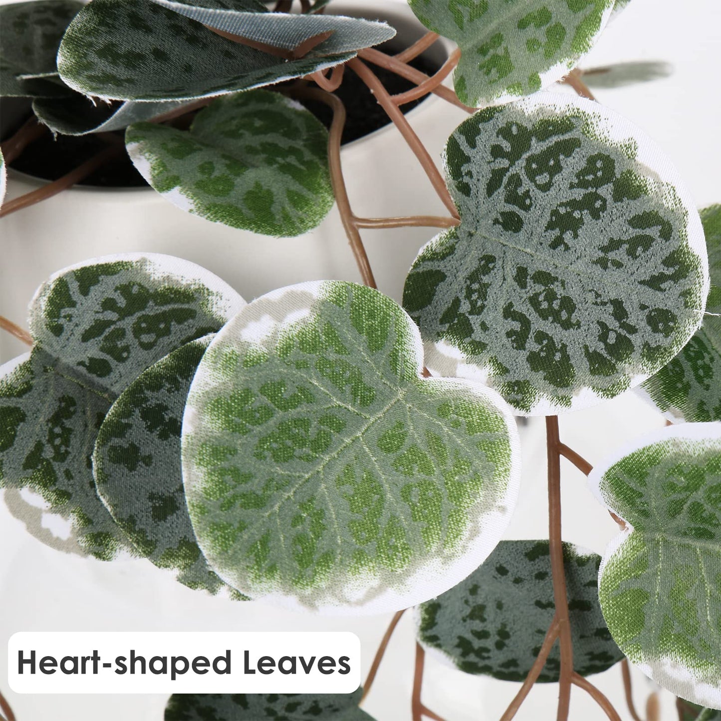 Briful Fake Plants Indoor 16'' Artificial String of Hearts Plants with Ceramic Pot Faux Draping Vine Plants for Home Bathroom Table Shelf Office Hotel Decor