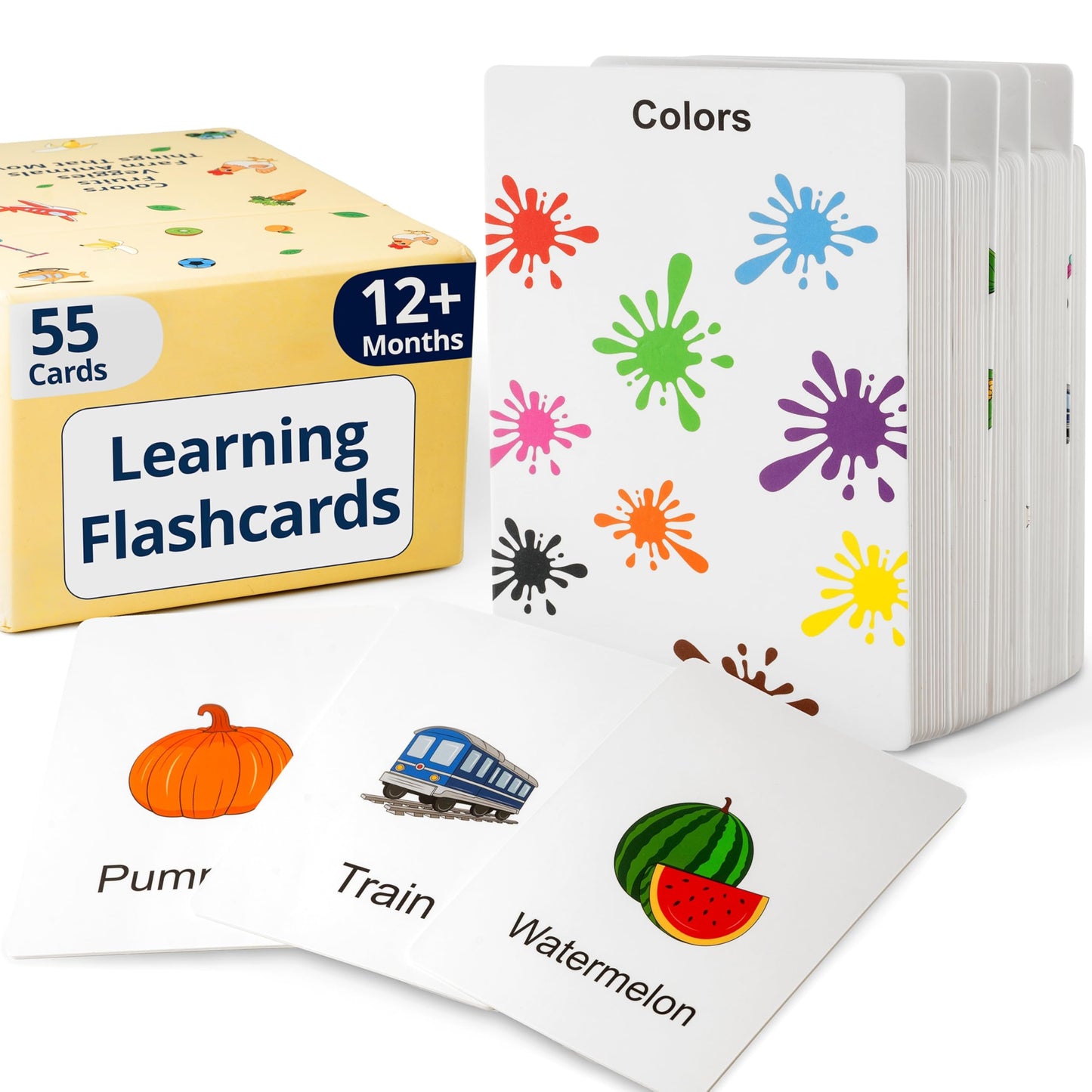 Toddler Flashcards for Ages 1–3 – 55 Thick & Durable Learning Cards, First Words, Real-Life Images, Montessori Toy for Babies 12+ Months