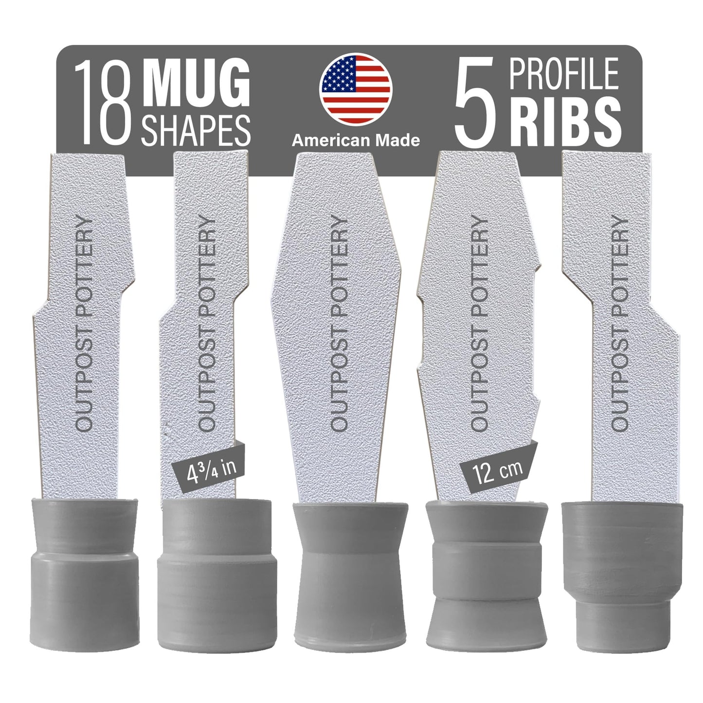 OUTPOST POTTERY Profile Ribs - Precision Pottery Rib Tools Made W/Durable PLA for Consistent Shapes, Floating Designs & Accurate Craft - Texture & Trimming Tools (Angular Bundle)
