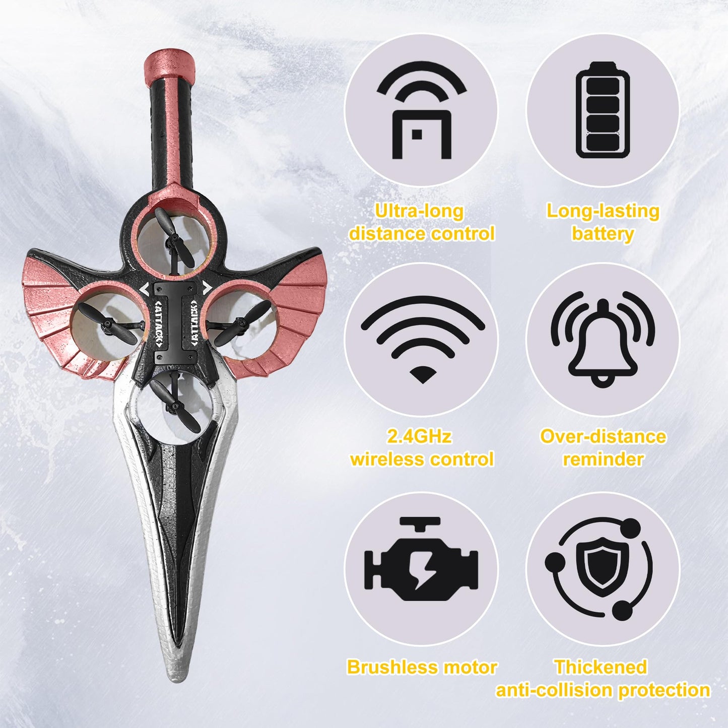 Virellia Flying Sword RC Airplane, Gesture Control Airplanes for Kids Adult 8-16, Remote Control Drone with Light, 360° Flip Fighter Jet Toy, Gravity Sensing, Stunt Roll, Gift for Boy Girl, Rose Gold