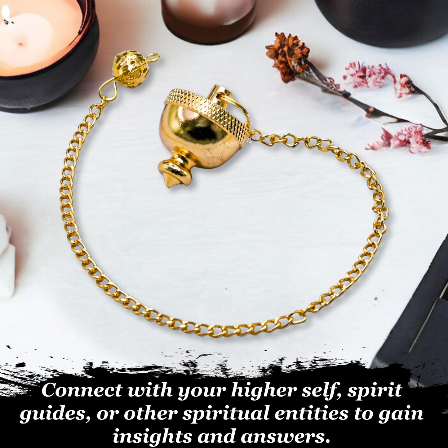 Amazing Gemstone Healing Metal Pendulums for Divination, Gold Dome Pot Chamber Steel Copper Pendulum High Energy Pendulo de Bronce Pendulos de Mesa MP116