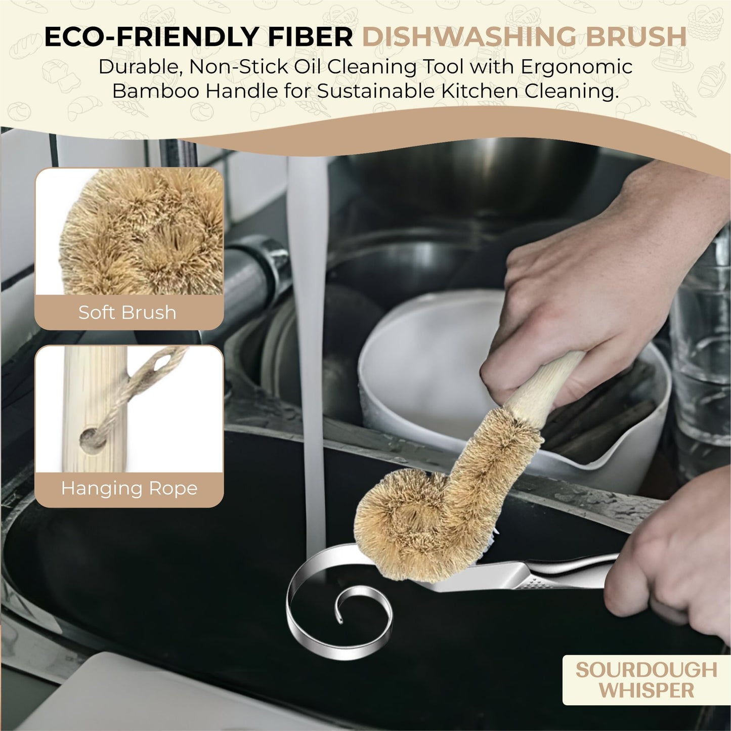 Sourdough Essential Baking Tools Set — Premium Organic Cotton Proofing Tea Towel, Seamless Danish Dough Whisk, Blue Silicone Scraper & Wood Brush (Complete Sourdough Baking & Proofing Kit)