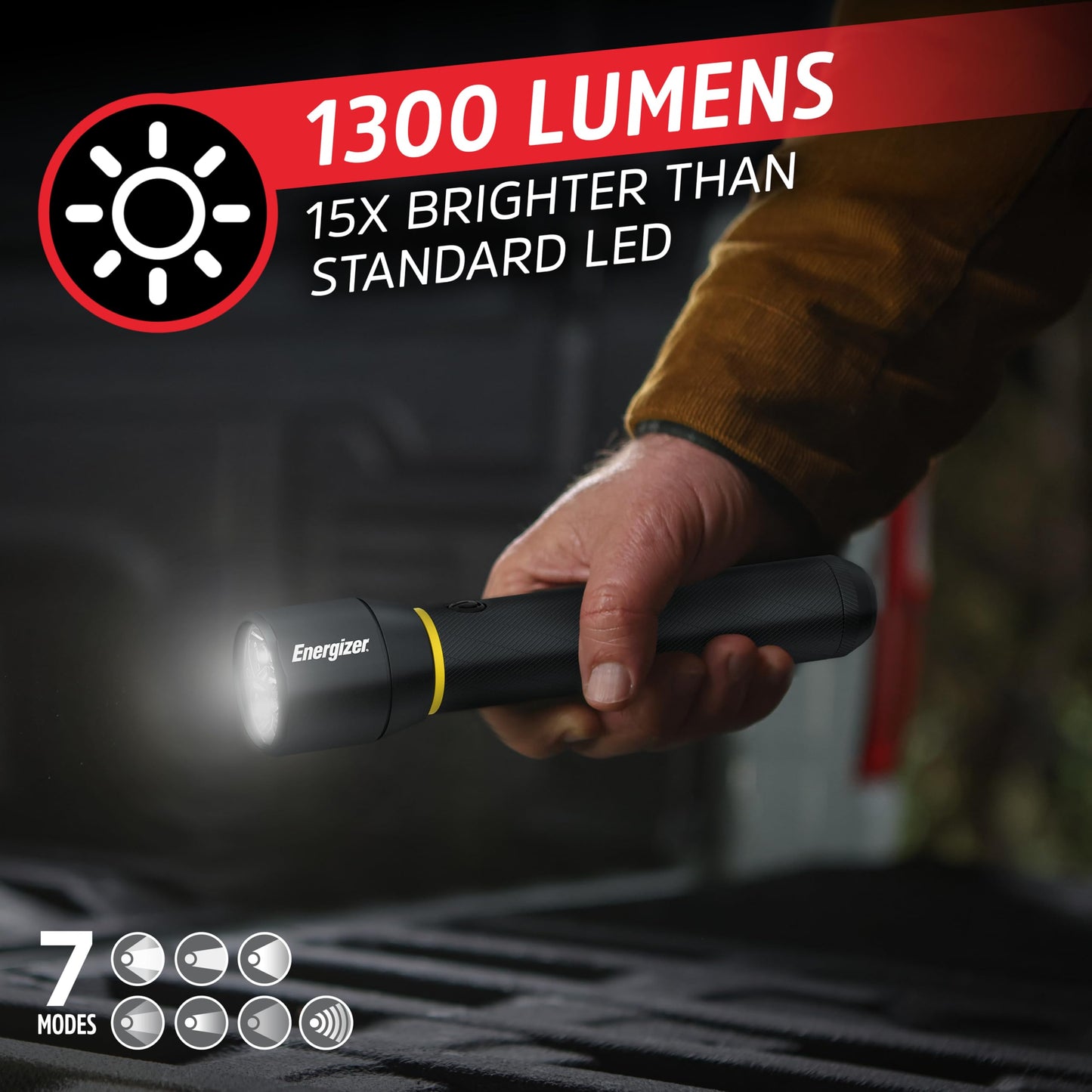 Energizer LED Flashlight Vision PRO, Ultra Bright 1000+ Lumens, IPX4 Water Resistant, Aircraft-Grade Aluminum LED Light, Rugged Metal Flash Light for Outdoors, Emergency Power Outage, Black