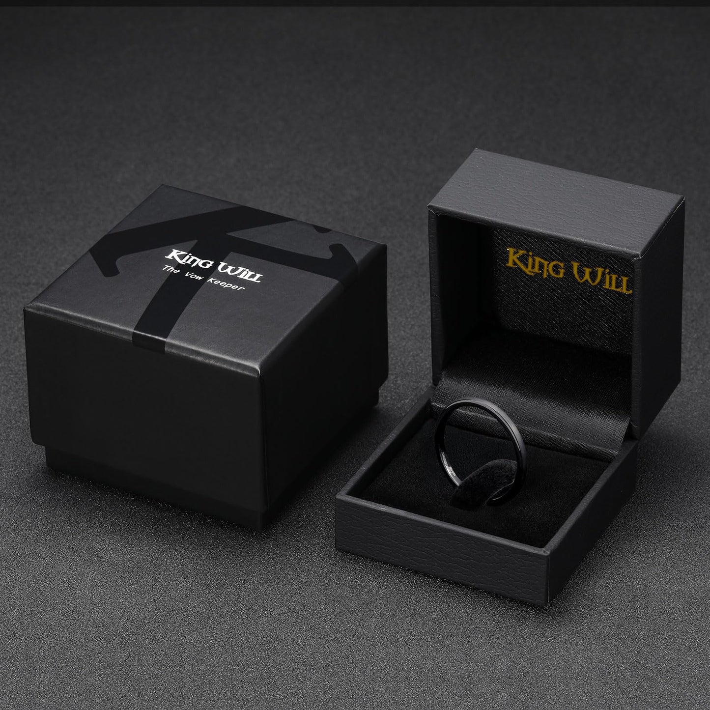 King Will 2mm Black Wedding Band for Men Women, Domed Brushed Tungsten Pinky Rings for Men, Comfort Fit, Durable, Size 10.5