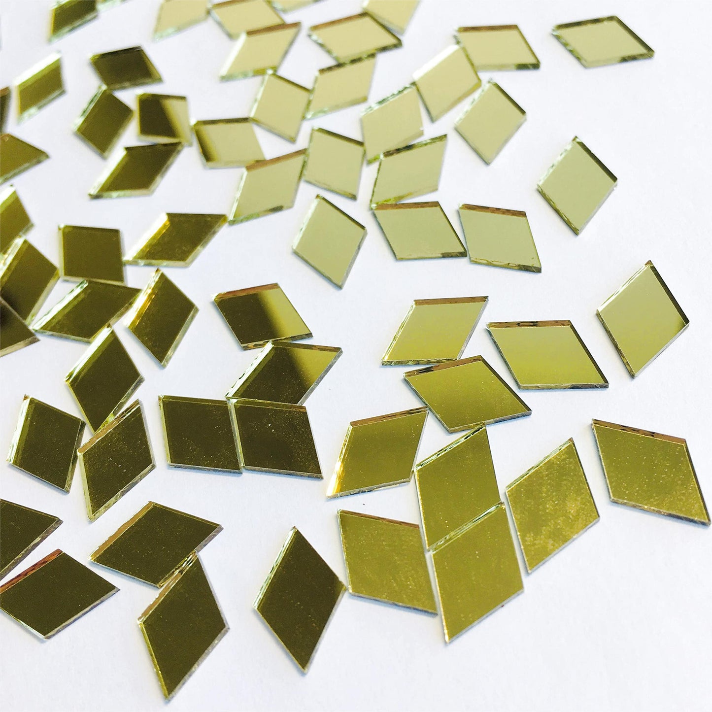 200 Pcs Mini Diamond Shape Mirror Mosaic Tiles for Craft Work, Disco Ball Mirror, Home Decor (Gold)
