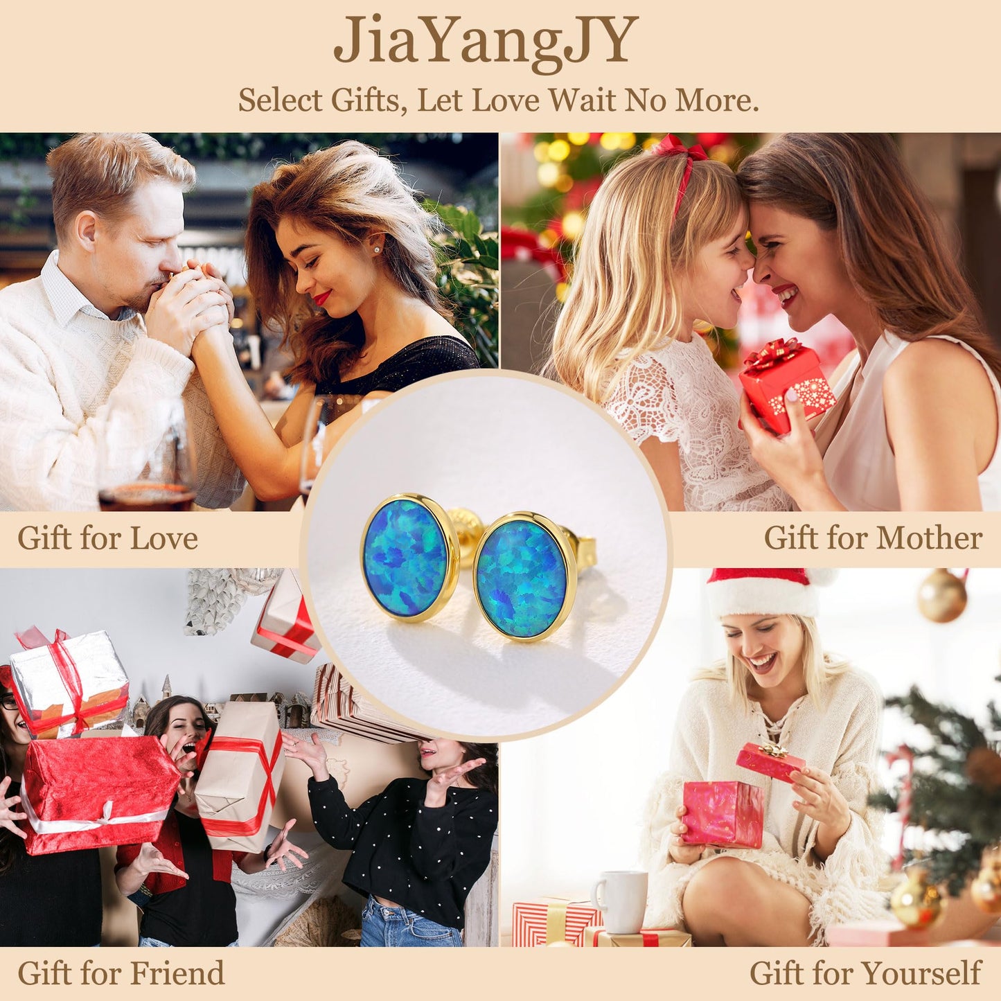 JiayangJY Silver Blue Fire Opal Stud Earrings for Women 18K Yellow Gold Plated Sterling Silver Oval Shape 7mm Opal Earrings with Push Back