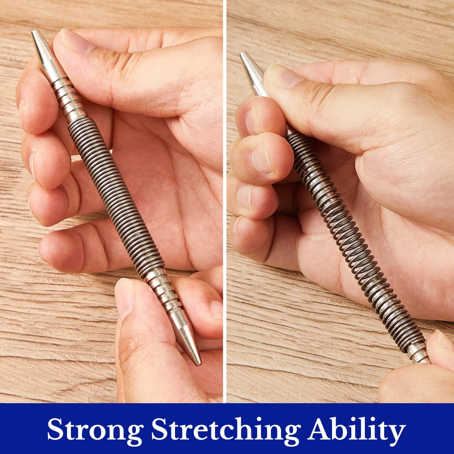 Moxweyeni 2 Pieces Spring Loaded Nail Set Spring Nail Punch Hammerless Trim Combination Tool Kit 1/32, 2/32, 3/32, 4/32 Inch Tools for Carpentry 3500 Psi of Impact Striking Force