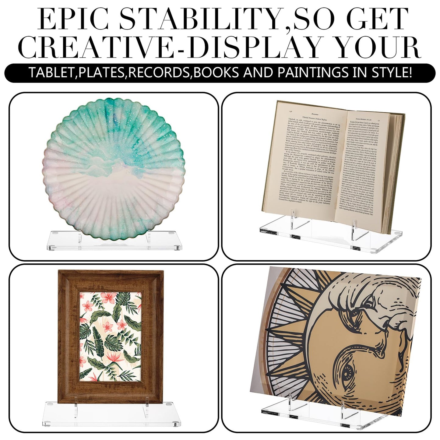 Jetec Acrylic Book Stand Clear Easel Stand for Display Acrylic Plate Postcard Picture Display Holder for Picture Book Decorative Plate Platter Photo(10 x 5 x 9 Inch)