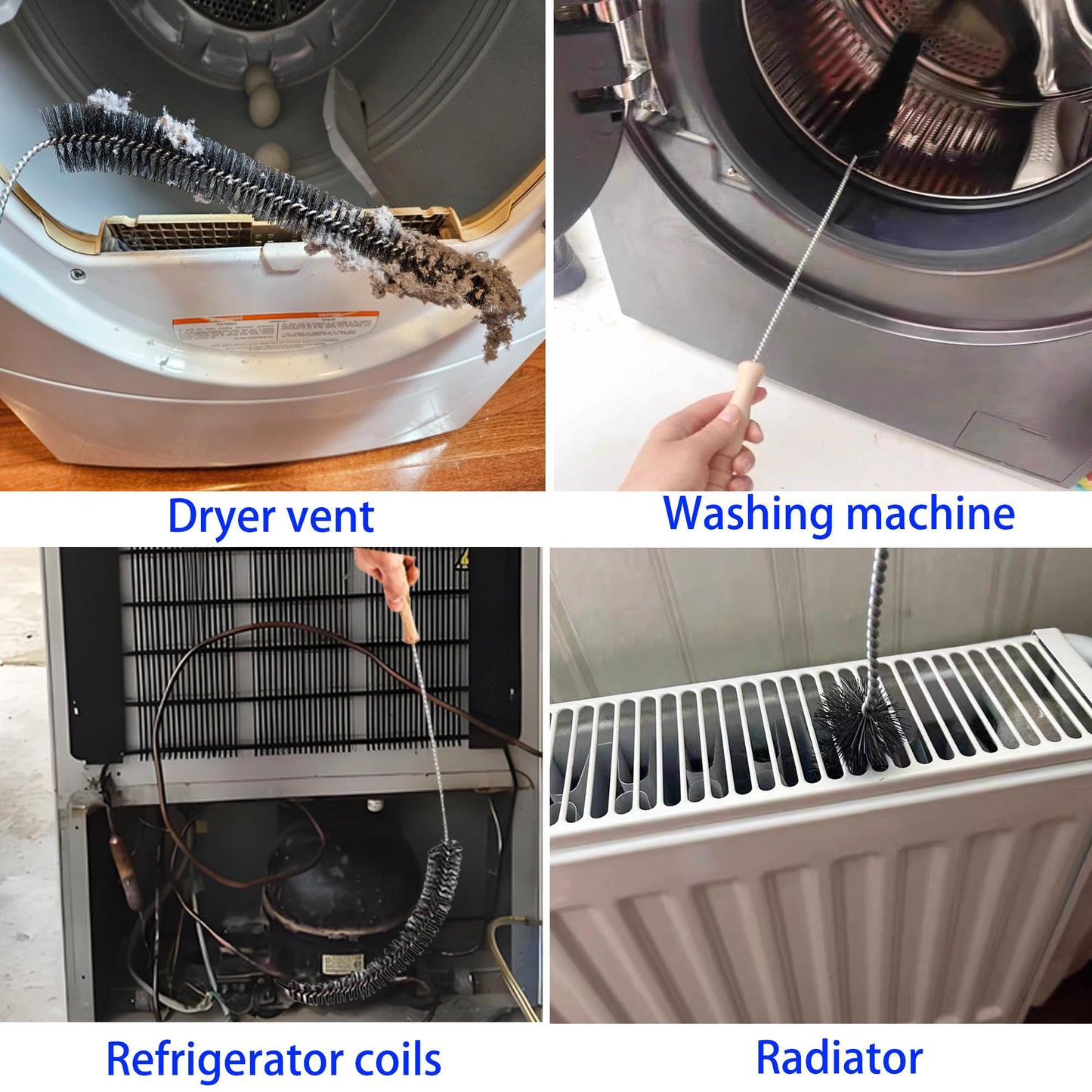 10PCS Dryer Vent Cleaner Kit, Flexible Brush with 8 Attachments & Microfiber Cloth for Deep Cleaning Lint/Dust in Dryer, Washer, Duct, Vent, Filter & Narrow Gaps of Kitchen Appliances