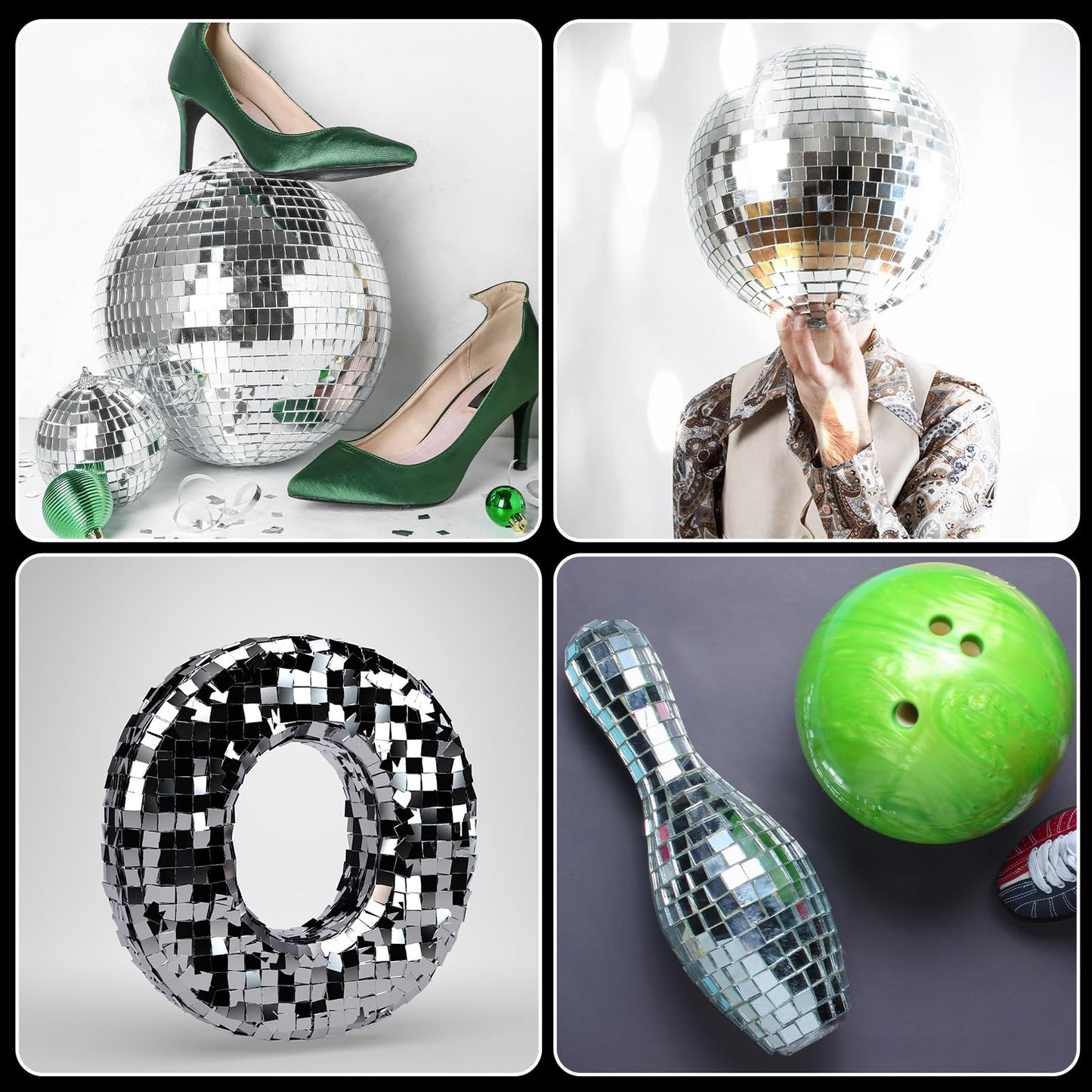 5000 Pcs Disco Mirror Tiles 10 x 10 mm Self Adhesive Disco Ball Tiles Sheet Silver Mirror Glass Square Mosaic Tiles Sticker for Vases DIY Craft Home Indoor Outdoor Decoration