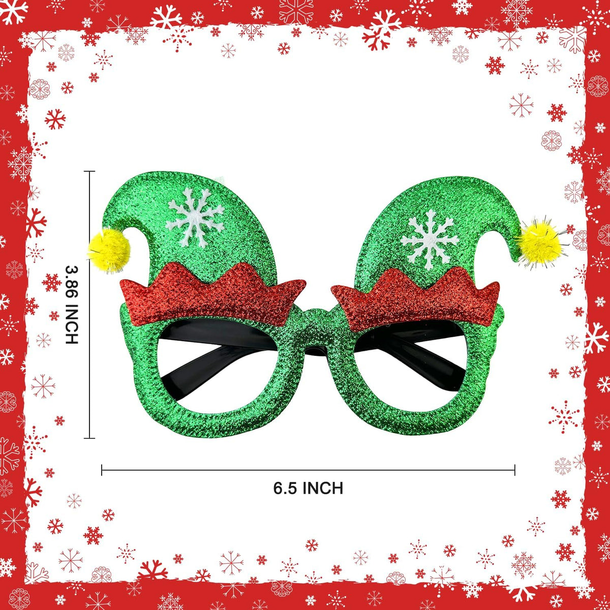 24 Pcs Christmas Glitter Accessories Bulk for Kids Adults,Christmas Party Favors Supplies Classroom Goodie Bag Stocking Stuffers,Funny Xmas Eyeglasses,Costume Prizes Decorations Photo Booth Props