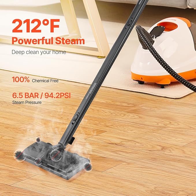 VEVOR Steam Cleaner, Multipurpose Powerful Steamer with 23 Accessories, Steamer Cleaing with Extra-Long Power Cord, 84.55 oz Tank and Portable Handle, for Grout, Tile, Floors, Appliances, Home & Car