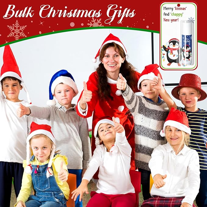 80 Pack Christmas Lip Balms Bulk Christmas Party Gifts Favors Stocking Stuffers Holiday Lip Balms Employee Staff Team Appreciation Gifts Thank You for Teacher Coworkers (Cute)