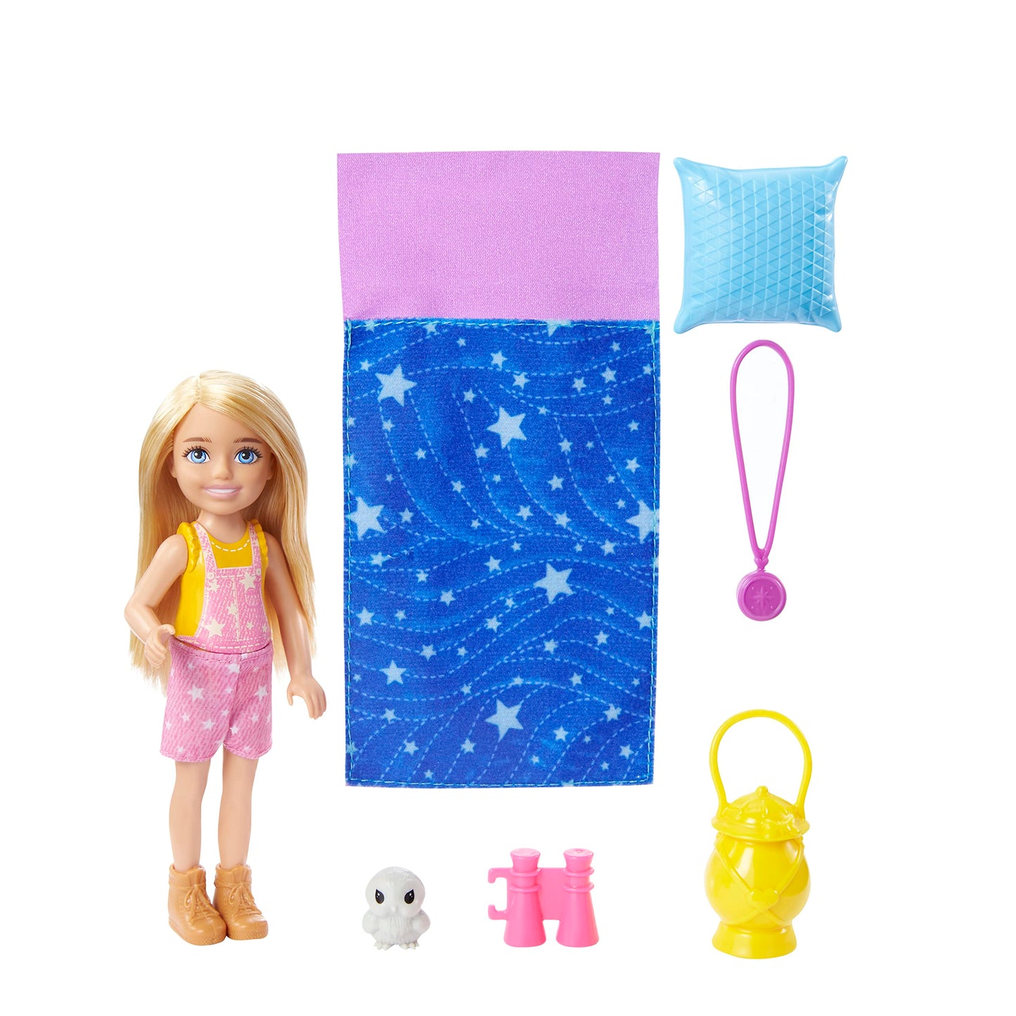 Barbie It Takes Two Camping Playset with Blonde Chelsea Small Doll Owl, Sleeping Bag & Accessories