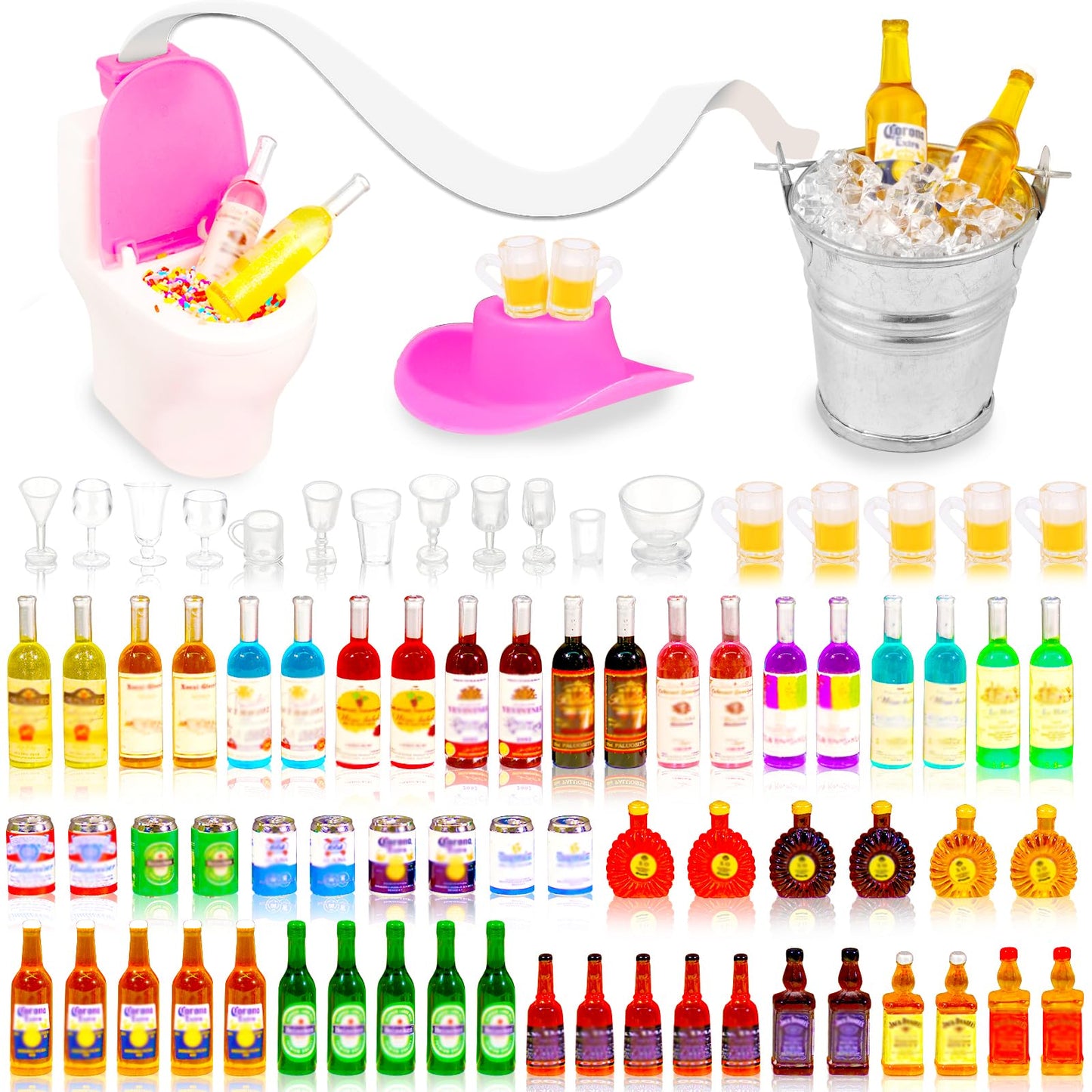 Miniature Ice Cubes Beer Bottles Mini Alcohol Bottles Mini Beer Party Decorations Bar Cake Decoration Mini Bar Accessories Mini Toilet