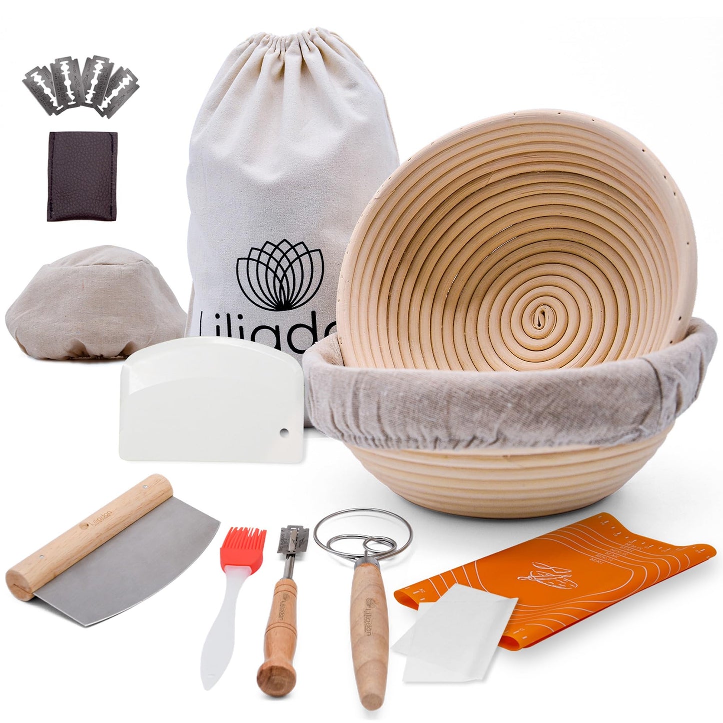 Liliadon Sourdough Starter Kit - Bread Proofing Basket Set - Baking Accessories - Gift Set