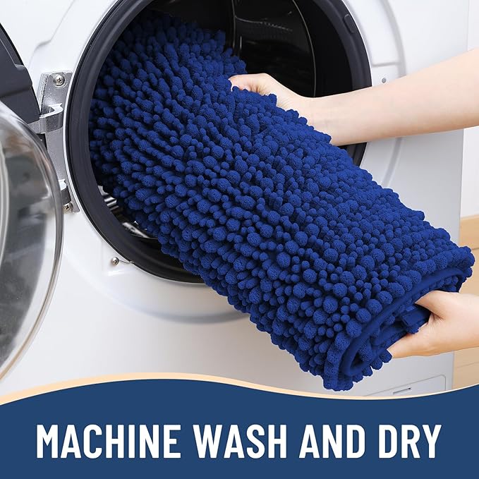 Arotive Luxury Chenille Bathroom Rug Mat, Extra Soft Thick Absorbent Shaggy Bath Rugs, Non-Slip Machine Wash Dry, Plush Bath Mats for Bathroom, Shower and Tub, 30x17, Royal Blue