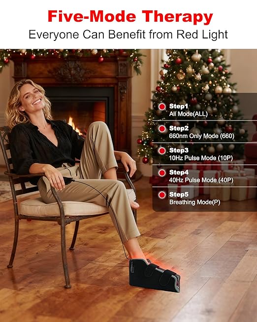 Red Light Therapy for Foot Ankle Pain Relif, Near Infrared Light Therapy Shoe with Timer, 3-in-1 Chips & 99 Red Light Feet Therapy Wrap for Feet Ankle Heel Joint Comfort