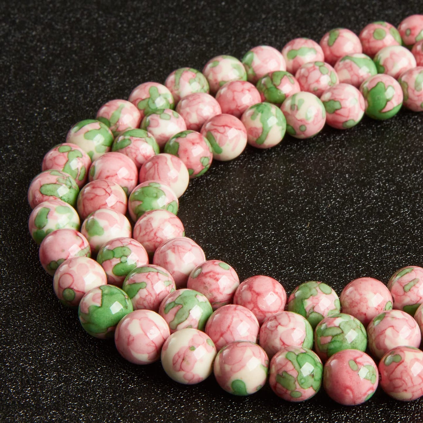 100pcs 6mm Green Red Rain Flower Beads Natural Gemstone Beads Round Loose Beads for Jewelry Making