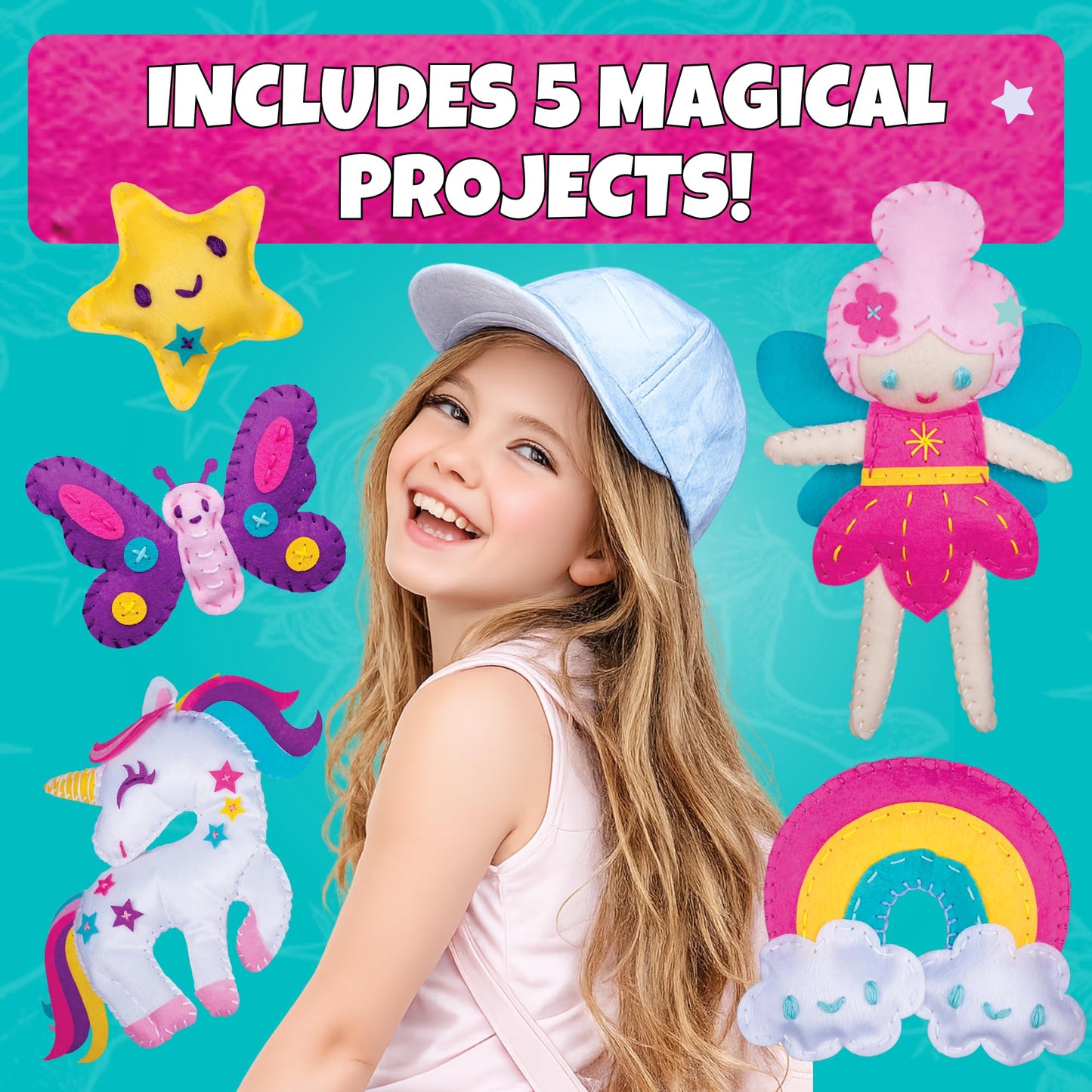 Magical Unicorn Sewing Kit for Girls 7+ - Create 5 Adorable Felt Animals & a Cozy Pillow - Fun, Easy, and Educational DIY Craft