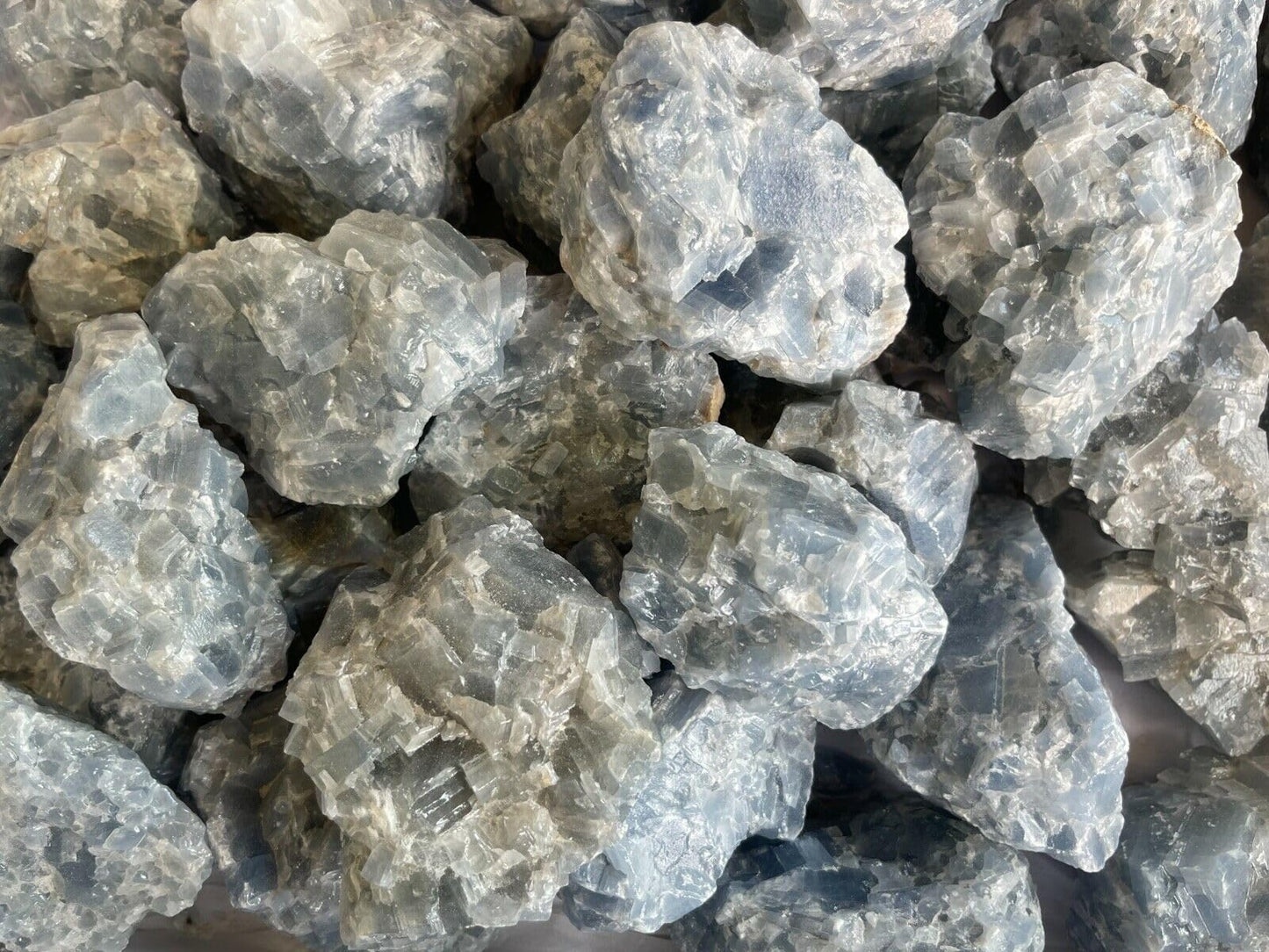 GAF TREASURES XL Blue Calcite Raw Stone, 3-4" Natural Calcite Healing Crystal (Blue Calcite, 0.5-1 lb)