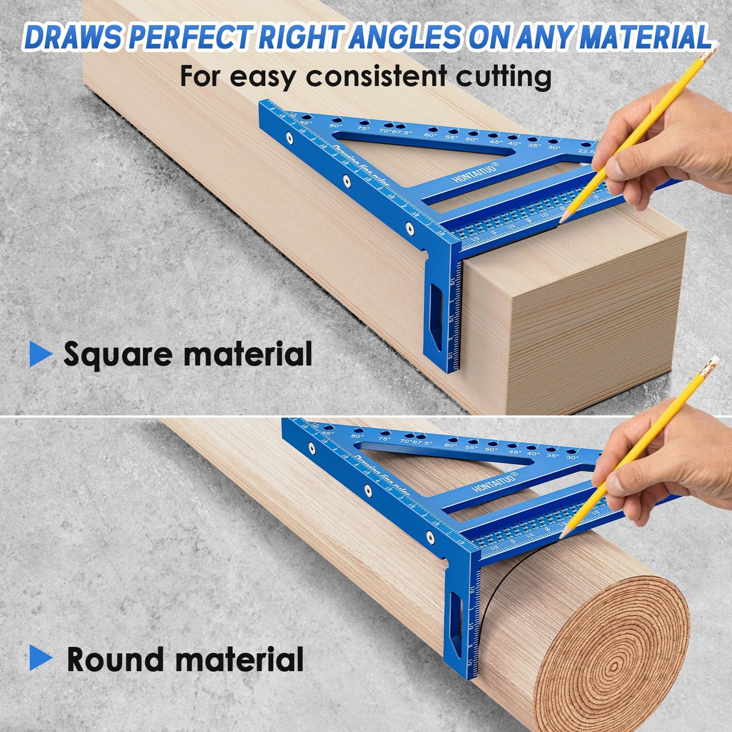 8.5 Inch Large Carpenter Square – Multi-Angle Measuring and Marking & Creating Spacing Marks,15-90 Degrees Angle Marking Square,Marking Gauge