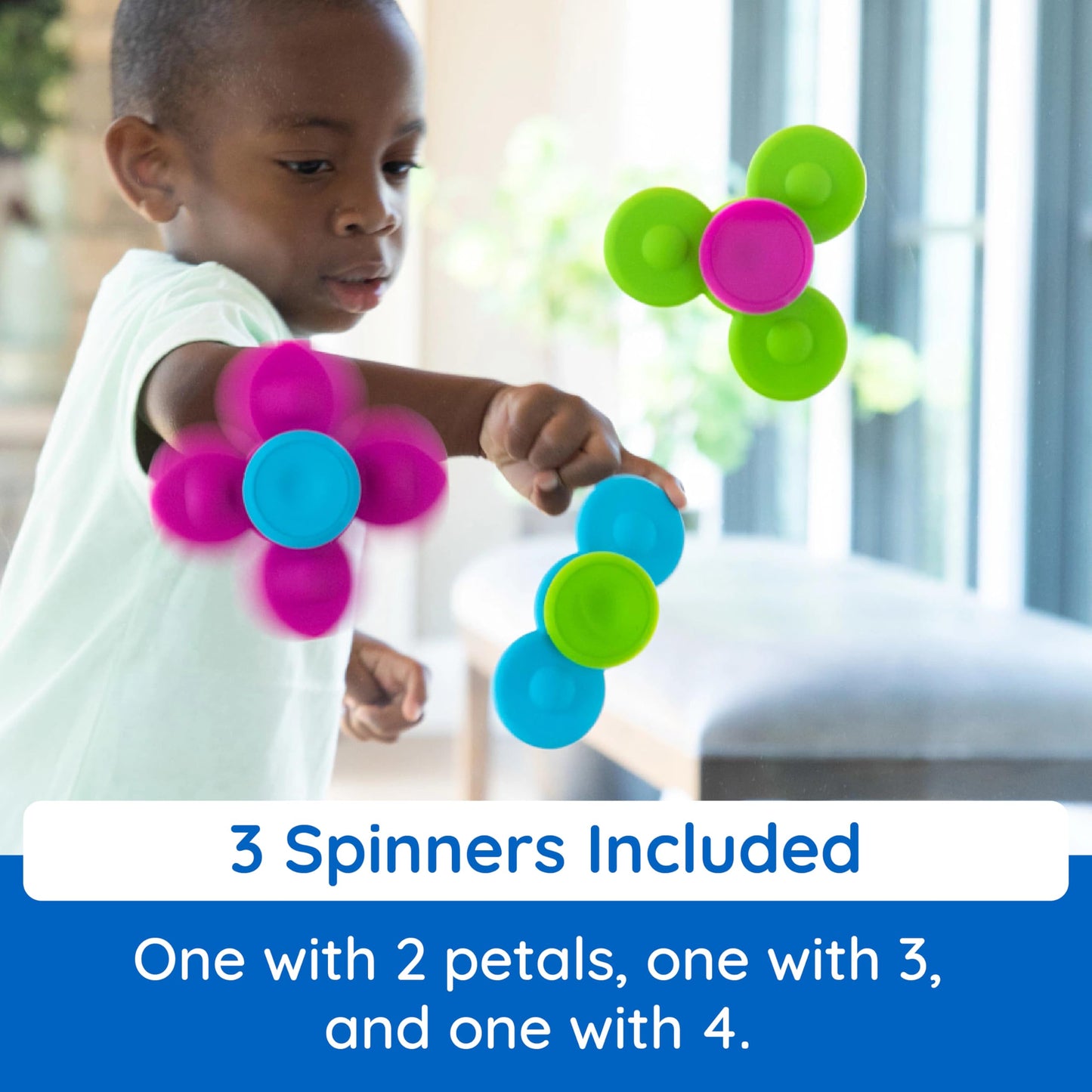 Fat Brain Toys Whirly Squigz, Silicone Spinners and Suction Toys for Kids 10 Months and Up