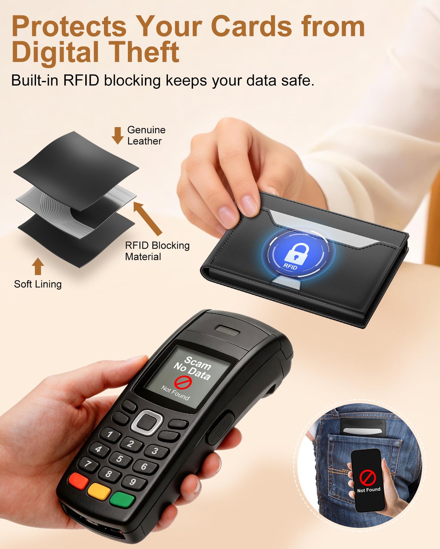 ERUSEHE Wallet for Men: Pop Up Card Case, RFID Blocking, Slim, Minimalist, Genuine Leather, Front Pocket, Smart, Thin, Compact, Magnetic Flap Closure - 2 ID Windows, Up to 12 Cards & 15 Bills (Black)