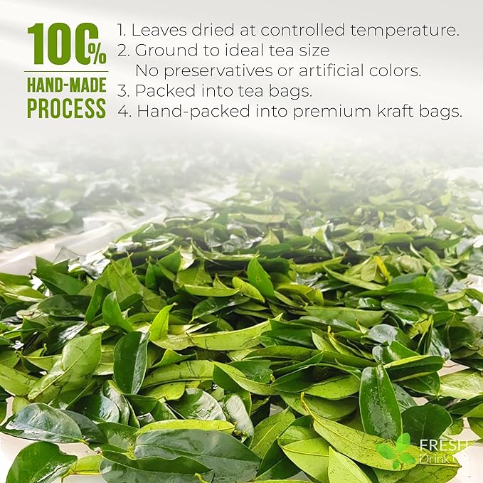 FreshDrinkUS, Premium Soursop Graviola Leaf Tea | 45 Tea Bags form Powder, 100% Natural and Pure, Handmade, Made With Natural Materials-Corn Fiber Tea Bag, Sugar/Caffeine Free, Hoja Guanabana Tea