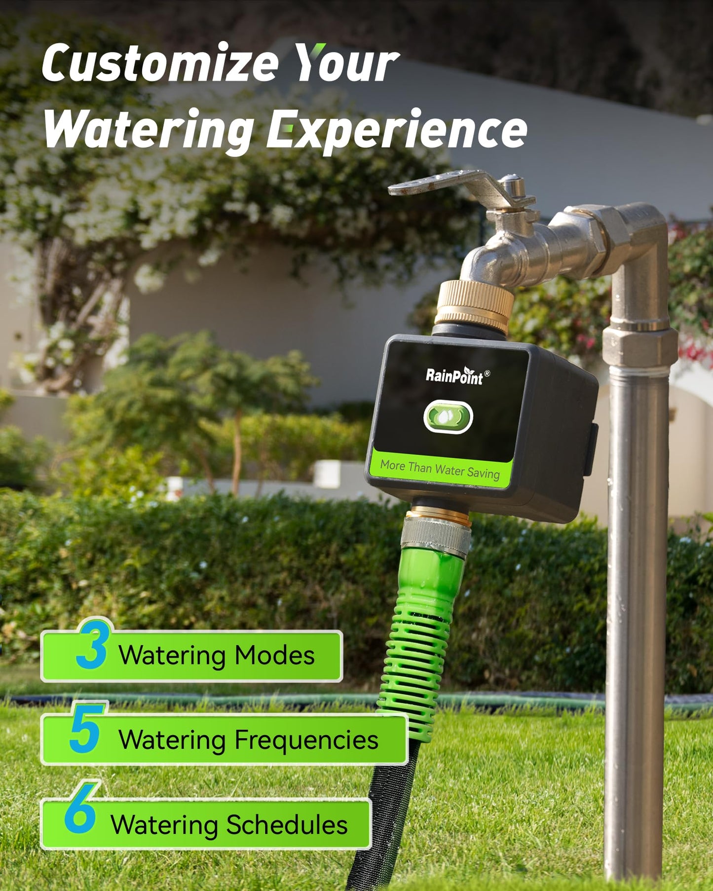 RAINPOINT Smart Hose Timer for Garden, Smart Water Timer with Brass Inlet & Outlet (Not Include Gateway), Automatic Irrigation System for Lawns and Yard