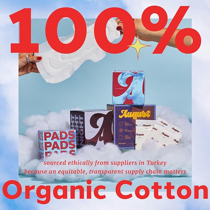 August Organic Cotton Panty Liners for Women and Anyone Who Menstruates, Made with Organic Cotton, HSA FSA Eligible 24 Daily Liners, Toxin & Fragrance Free, Hypoallergenic Cotton