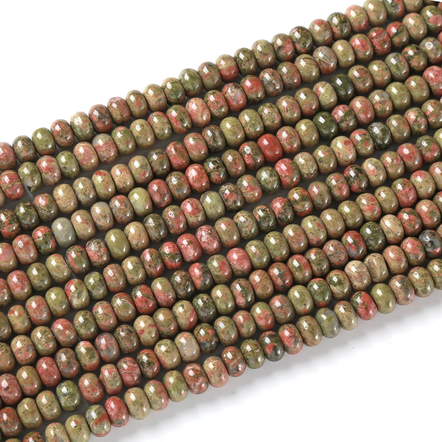 5x8mm 76pcs Natural Stone Unakite Rondelle Spacer Loose Beads Abacus Disk Stone Round Loose Gemstone Beads for Jewelry Making DIY Bracelet Necklace