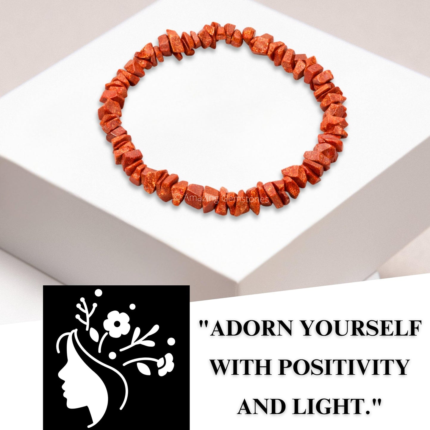 Amazing Gemstone Chips Bracelet (Red Goldstone)