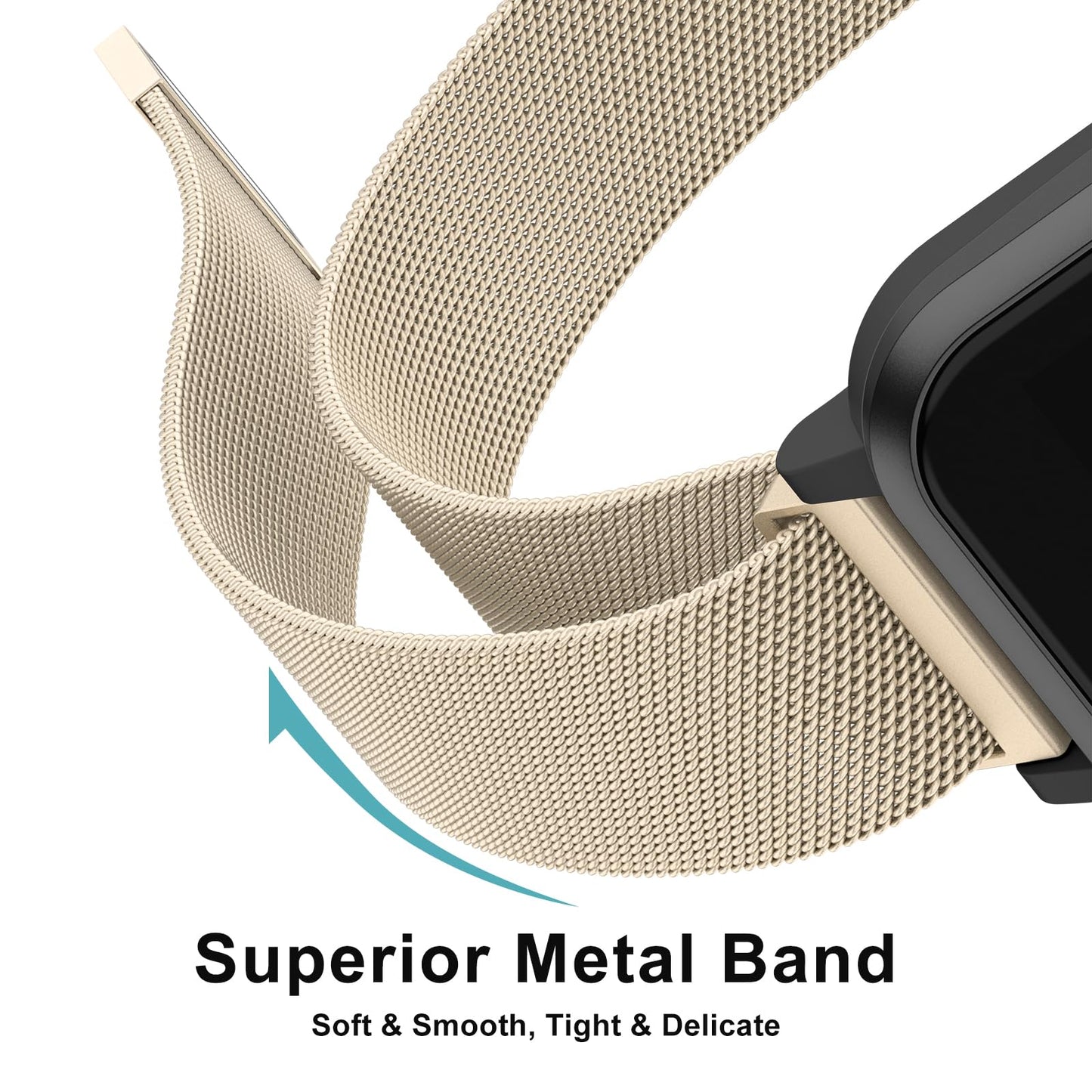 Vanjua 18mm Watch Band Quick Release Replacement Wristbands, Stainless Steel Metal Mesh Loop Adjustable Magnetic Replacement Straps Bands for Men Women
