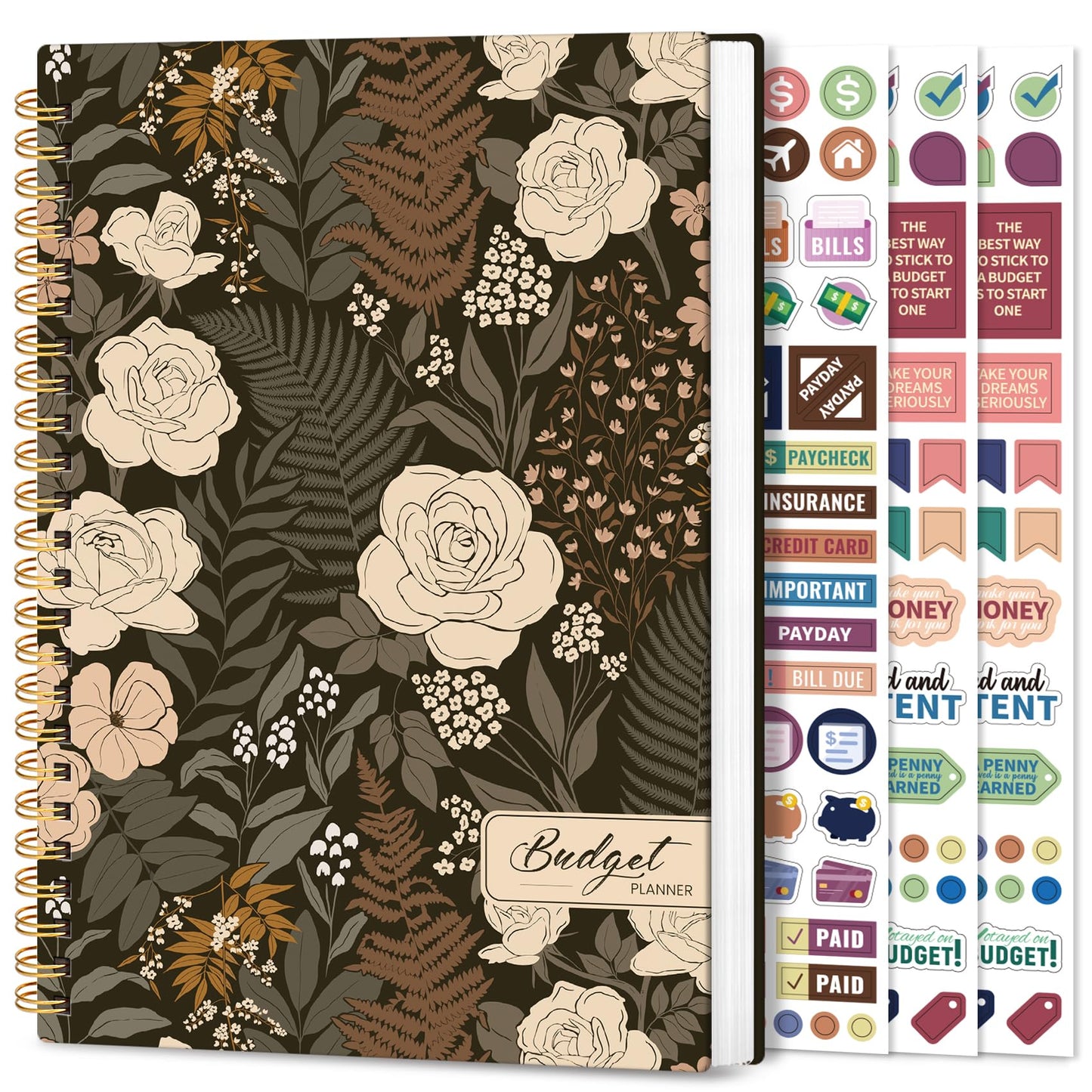Aesthetic Budget Planner - Monthly Finance Planner with Expense Tracker, Undated Bill Organizer, Budget Notebook to Manage Your Finances, Account Budget Book - Wild Rose