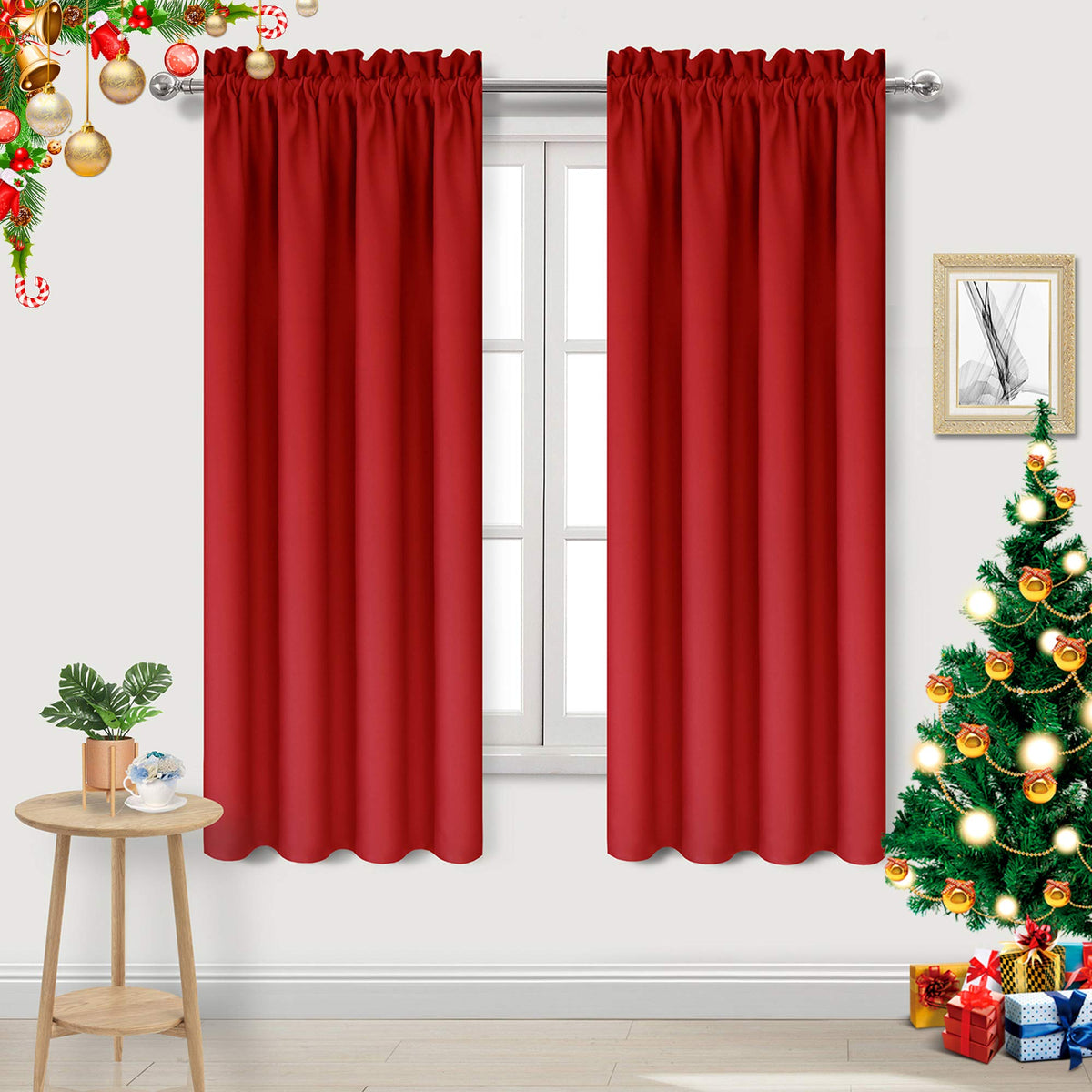 Blackout Curtains for Bedroom Living Room 42 x 63 Inch Long Red