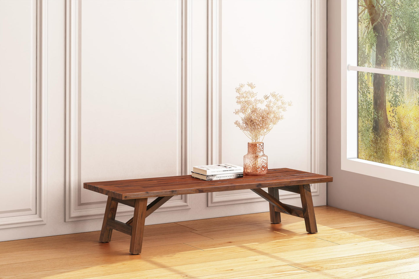 Boraam Rasmus Accent Plant Table - Chestnut Wire-Brush Finish