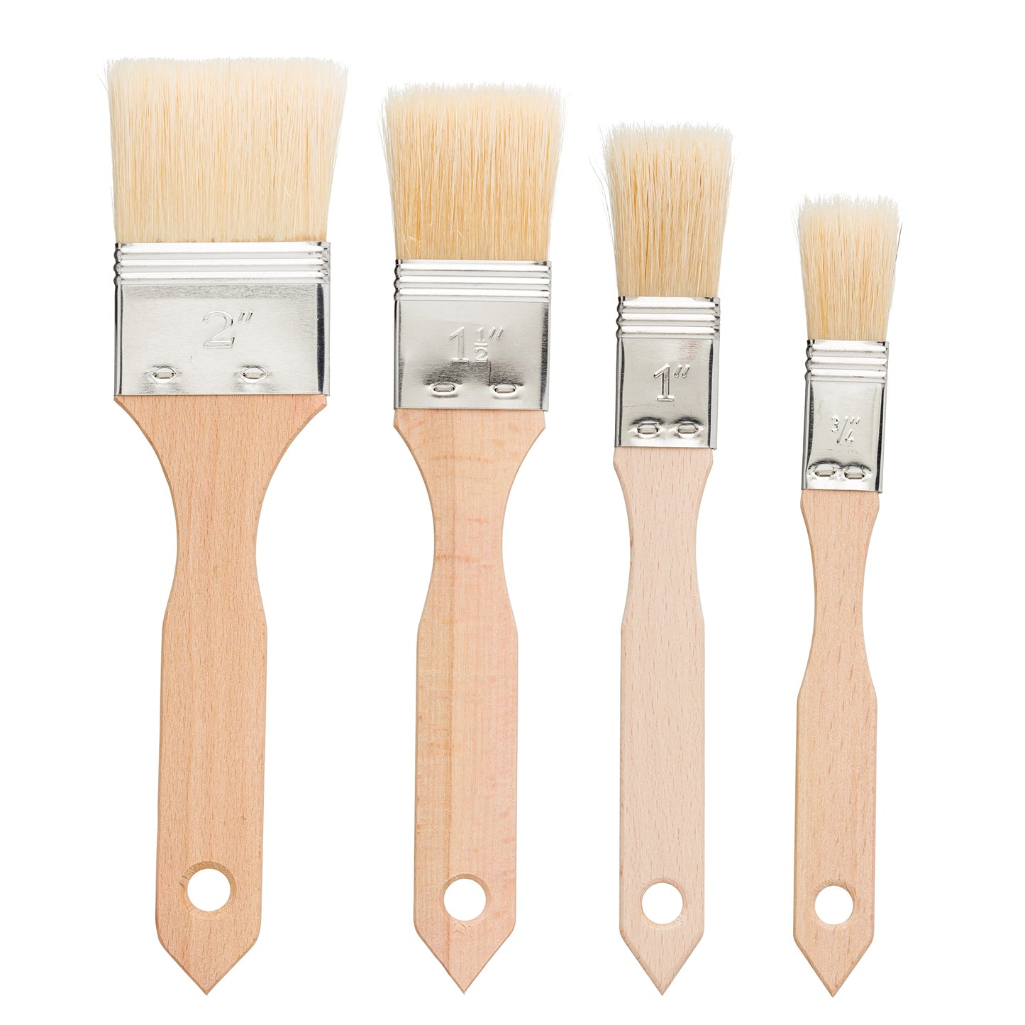 Redecker Pastry Brushes Set with Untreated Beechwood Handles, 4 Different Sizes, Multi-purpose Brushes with Natural Boar Bristles for Basting, Glazing and More, Made in Germany