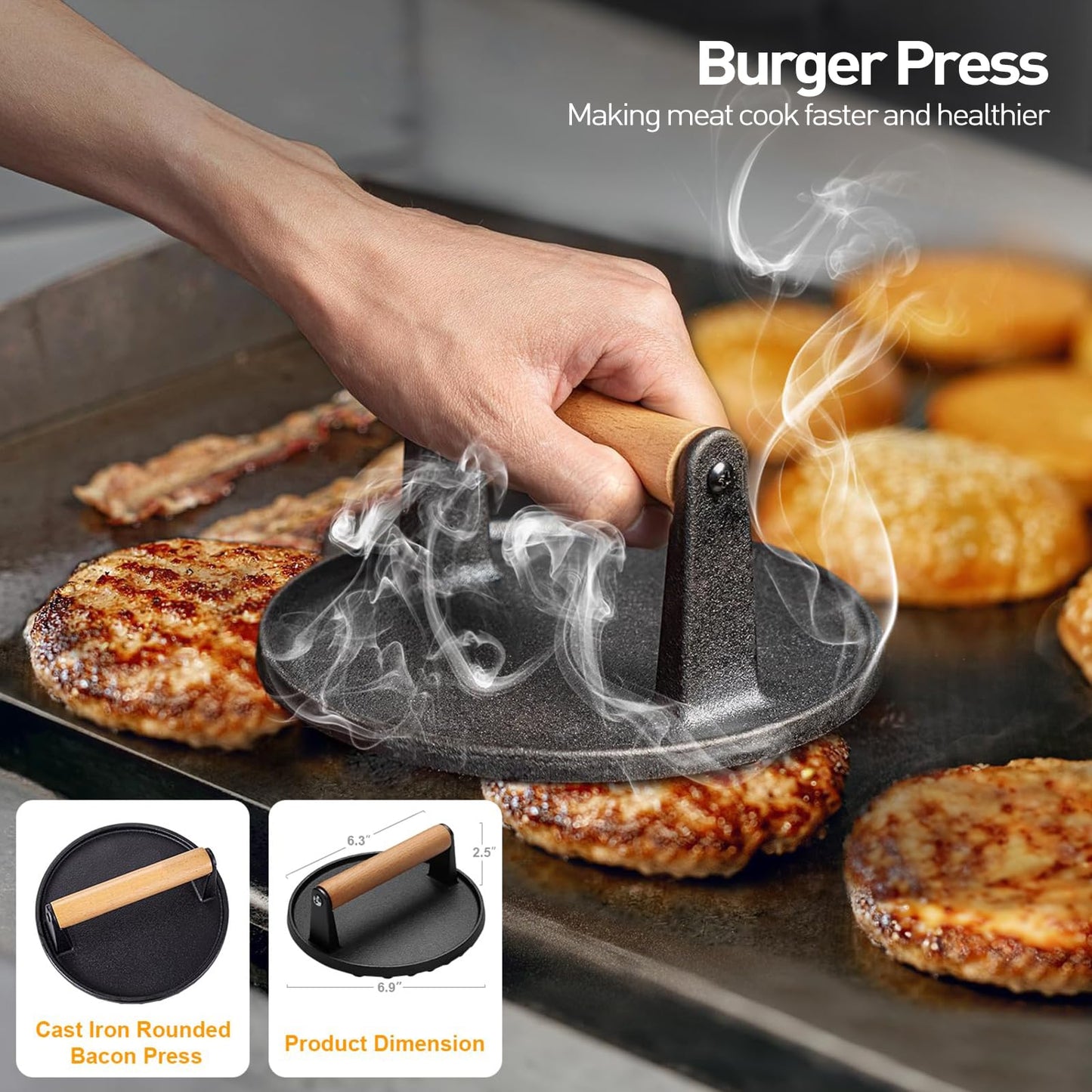 APSARAS USA 27pcs Griddle Accessories Kit for Blackstone, Grilling Accessories,Hibachi Enlarged Spatula Gift Set with Basting Cover,Flat Top Grill Accessories, Burger Press Patty Maker,Storage Bag