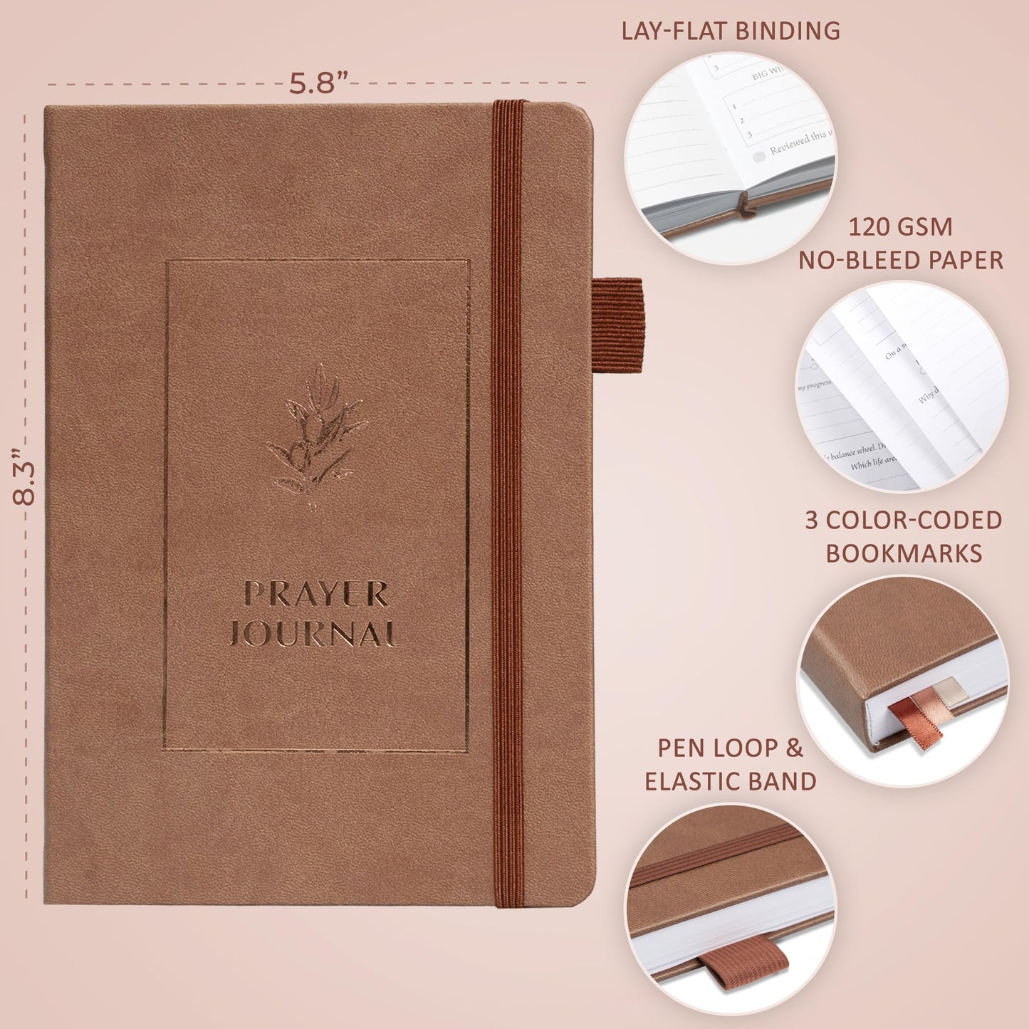 Legend Prayer Journal for Women & Men – Daily Devotional Notebook – Bible Study Supplies & Accessories – Faith Based Gifts – Religious Planner & Spiritual Gods Book, 5.8 x 8.3" (Dark Terracotta)