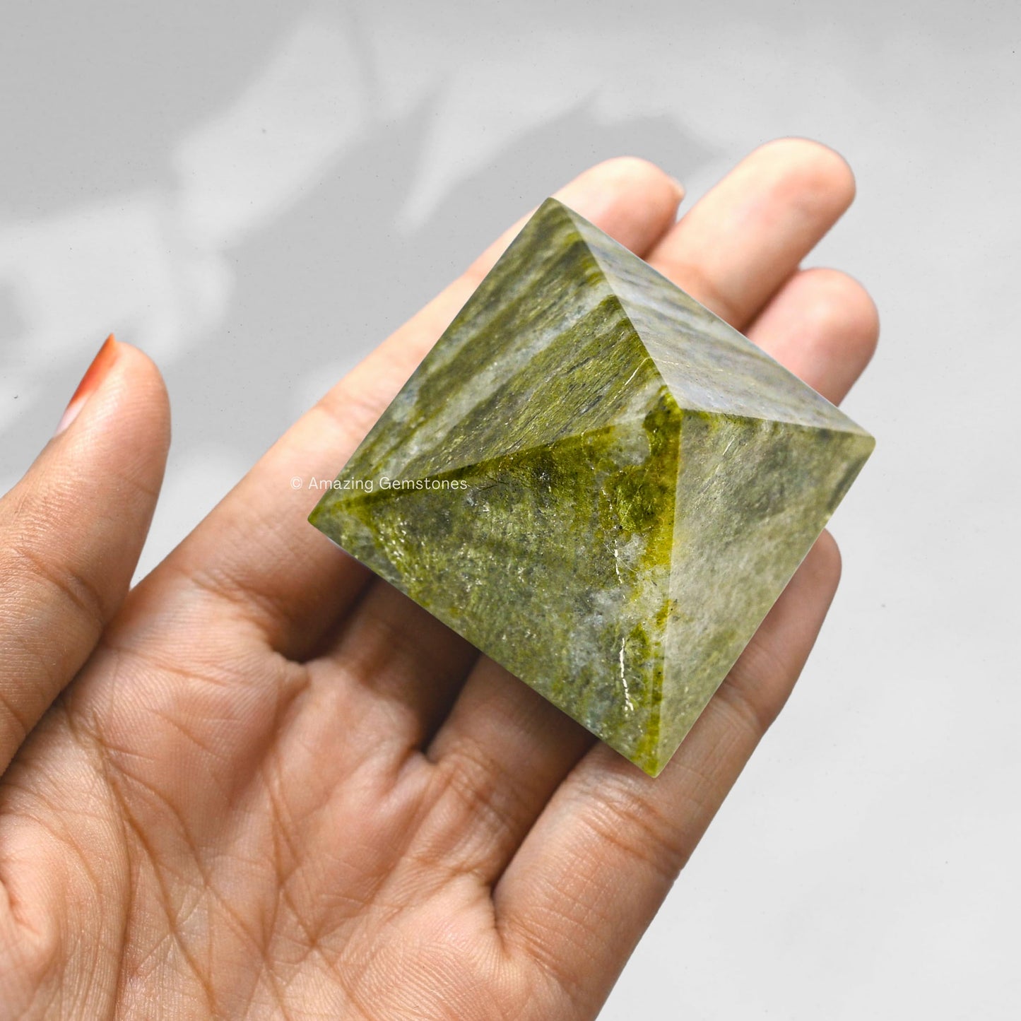 Vesuvianite Pyramid Crystal Healing Stones - 1.5" Great Pyramid Figurine of Natural Stone Pyramid for Meditation, Reiki, Chakra Balancing and Crystal Pyramids Grid