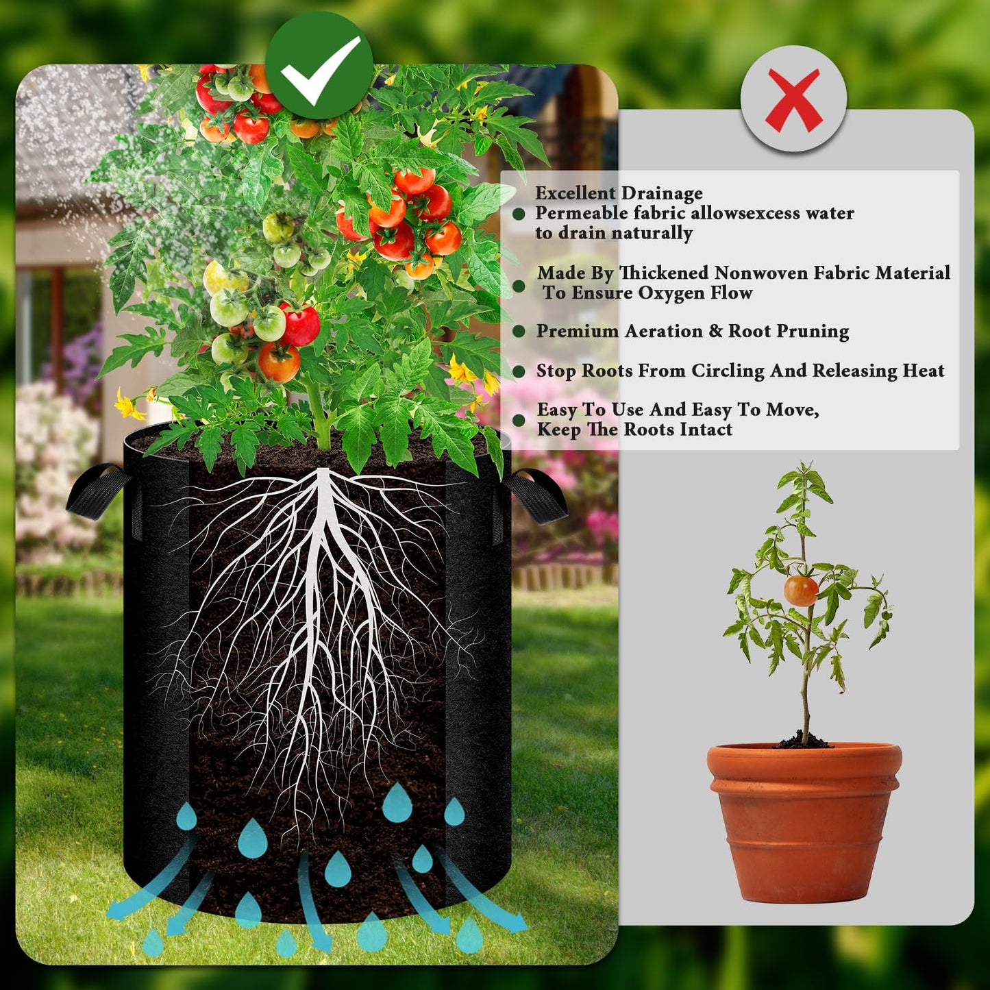 UJG 2 Pack 15 Gallon Potato Grow Bags with Pull-Down Harvest Window, Potato Bags for Growing Potatoes Heavy Duty Thickened Nonwoven Fabric Gardening Vegetable Growing Bags with Visible Window