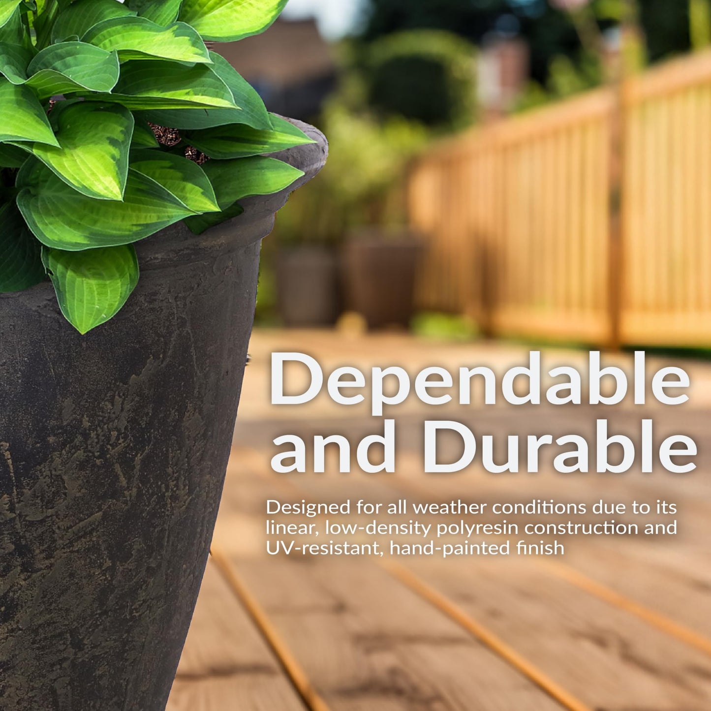 Sunnydaze 24-Inch Anjelica Large Plastic Pot for Plants - Outdoor Double-Walled Large Plastic Planter with Drillable Drainage Holes - Sable
