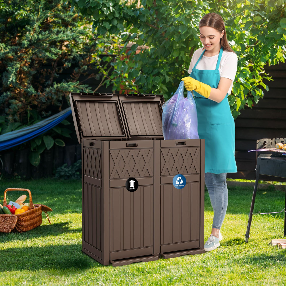 72 Gallon Dual Outdoor Trash Can