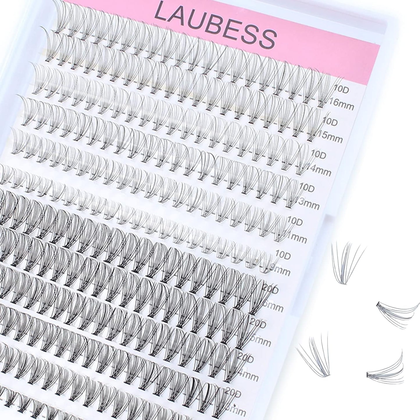 Lash Clusters LAUBESS Individual Lashes Waterproof Eyelash Clusters Mixed Tray Cluster Eyelash Extensions Soft Cluster Lashes for Beginners (10D/20D-C-Mix9-16)