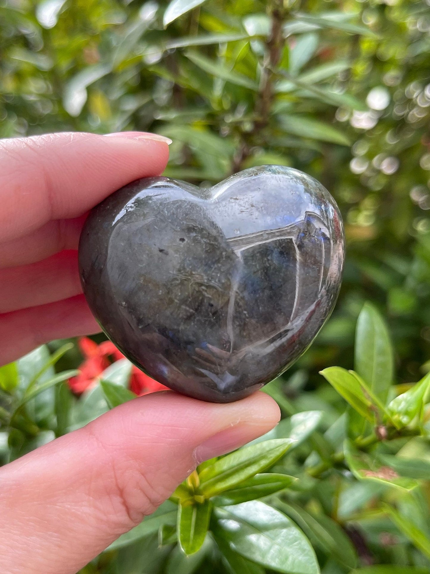 Labradorite Gemstone Hearts, Polished Labradorite Puffy Hearts, Labradorite Crystal Palm Stone, Labradorite Healing Crystal Hearts (1 Heart)