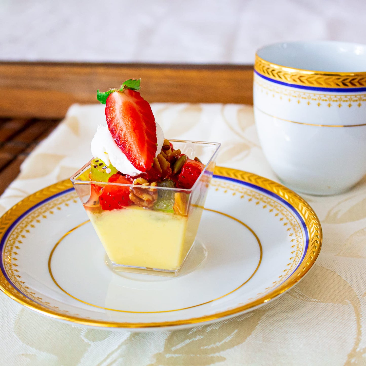 Tiny 50ct 2oz Mini Pyramid Plastic Dessert Cups with Spoons Professional-Grade Recyclable Disposable Party Cups and Mini Appetizers Dessert Shooter Cups Small Serving Plastic Cups CMJJ