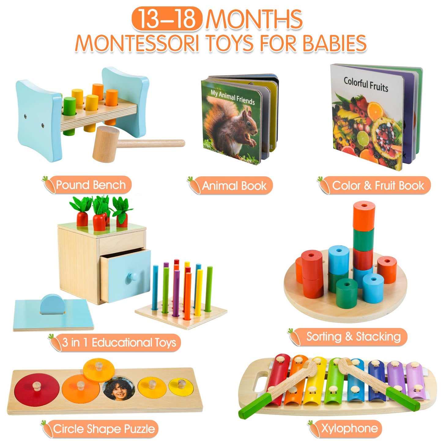 WOODMAM Montessori Educational Box for Baby Toddler