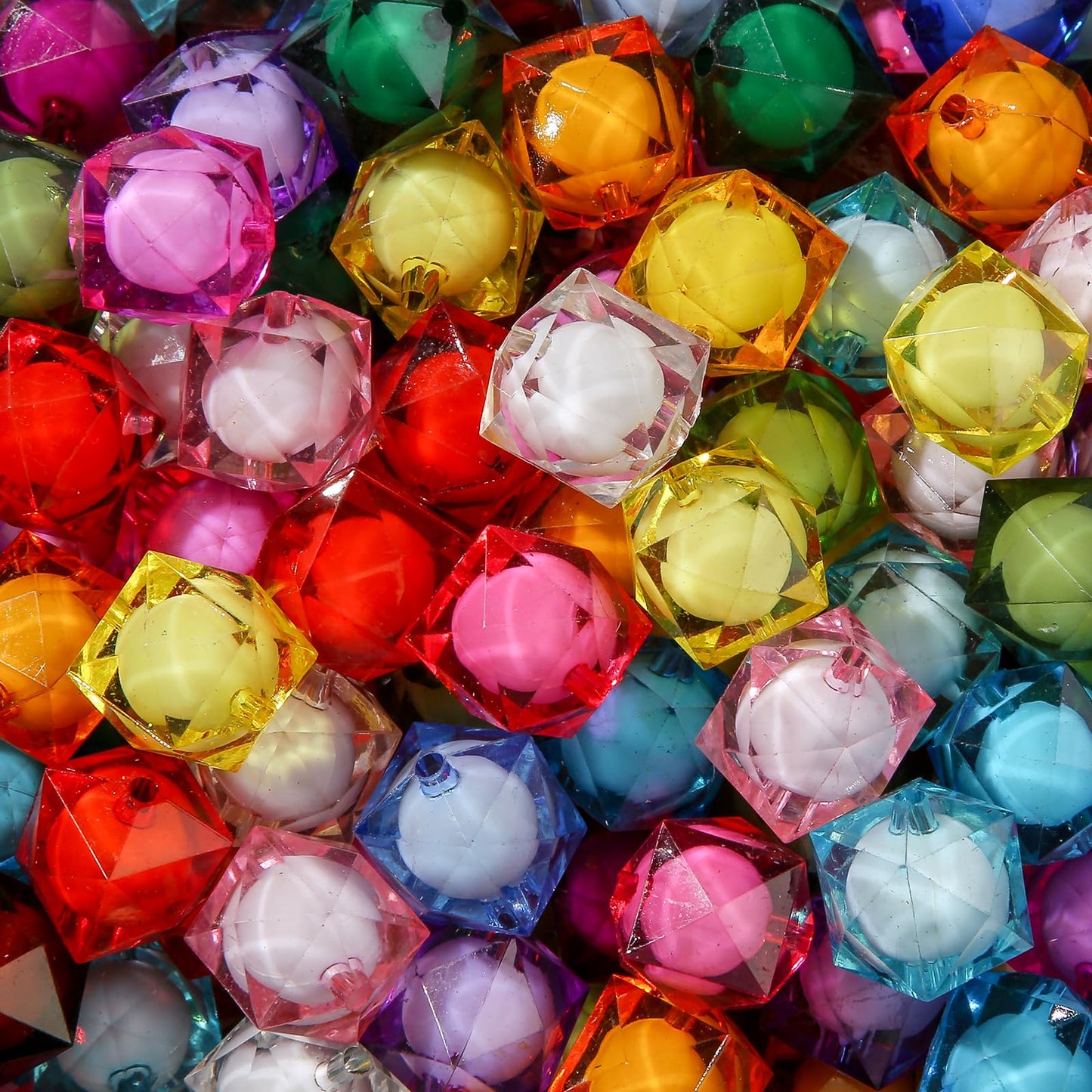 ANCADN 20mm Acrylic Beads 100pcs Cube Bead Chunky Bubblegum Beads for Jewelry Making Bracelet Necklace Craft Making Supplies (fkzzz)